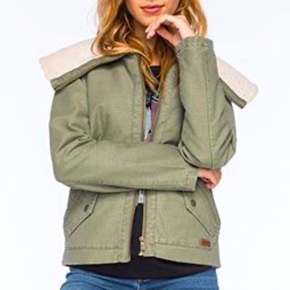 Roxy Women's Tornado Green Dusty Olive Windbreaker Utility Jacket - Picture 5 of 13